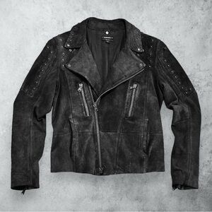 DIESEL Black Gold Studded Black Brownish Sheepskin Leather Moto Jacket (RARE!)